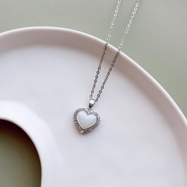 Heliophilia Silver Collar de Acero Plata y Blanco